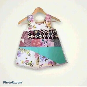 Patchwork pinafore a-line girl dress 3-4